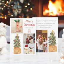 Feestelijke 4 foto's Familie Waterverf Kerstboom