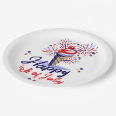Feestelijke 4 juli BBQ Ice Cream Cone Vuurwerk Papieren Bordje (Gekanteld)