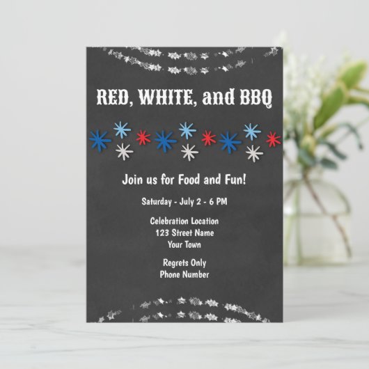 Feestelijke 4 juli Feestelijke Uitnodiging (Staand voorkant)