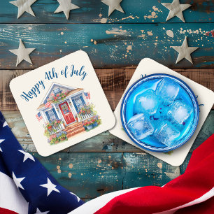 Feestelijke 4th of July Barbecue Picnic Kartonnen Onderzetters