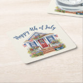 Feestelijke 4th of July Barbecue Picnic Kartonnen Onderzetters (Schuin)