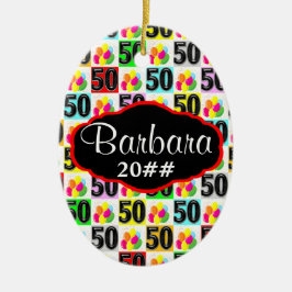 FEESTELIJKE 50E GEPERSONALISEERDE EN GEDATEERDE OR KERAMISCH ORNAMENT