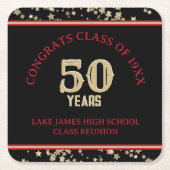 Feestelijke 50e klas reünie partij kartonnen onderzetters (Voorkant)