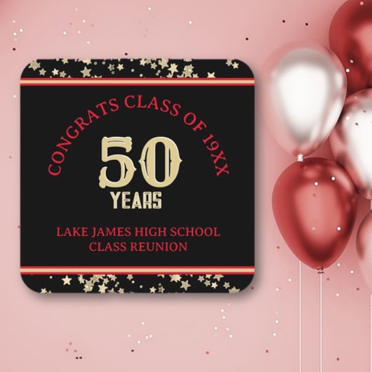 Feestelijke 50e klas reünie partij kartonnen onderzetters