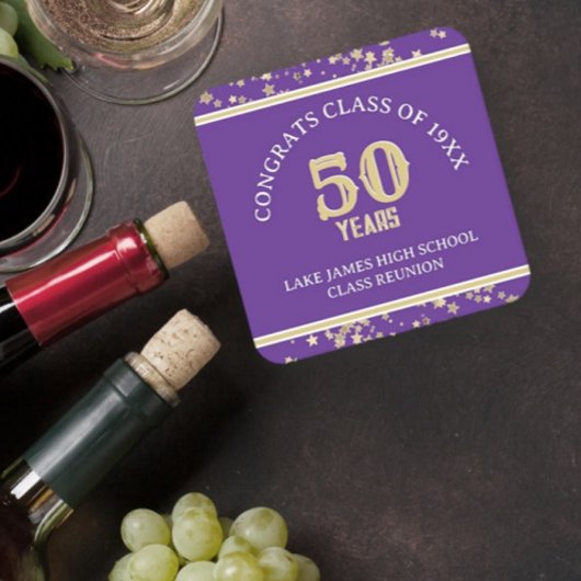 Feestelijke 50e klas reünie partij kartonnen onderzetters