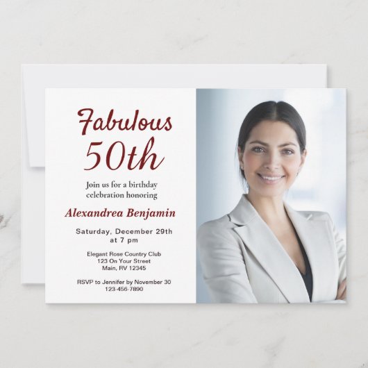 Feestelijke 50e verjaardagsfeest uitnodiging met r (Voorkant)