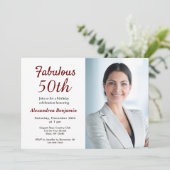 Feestelijke 50e verjaardagsfeest uitnodiging met r (Staand voorkant)