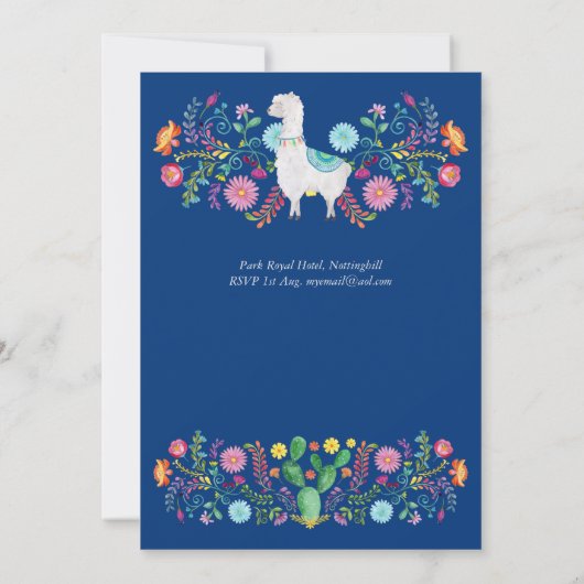 Feestelijke 5e verjaardag meisje FIESTA LLAMA Folk Kaart (Achterkant)