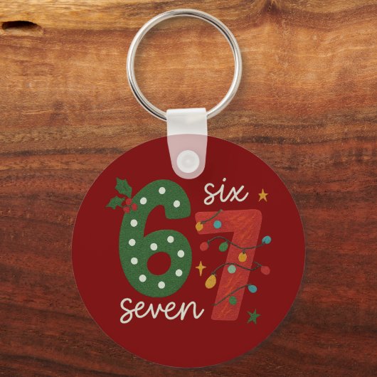 Feestelijke 67 – Helder Kerst Nummerontwerp Sleutelhanger (Achterkant)