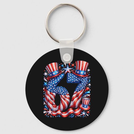 Feestelijke 67 Meme Amerikaanse Vlag Vs Sleutelhanger (Voorkant)