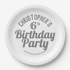 Feestelijke 6e verjaardag papieren borden bordje