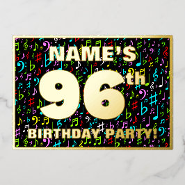 Feestelijke 96ste verjaardag - Muzieksymbolen in k Folie Uitnodiging