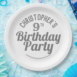 Feestelijke 9e verjaardag papieren borden bordje