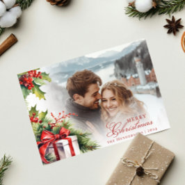 Feestelijke Aangepaste Foto & Familienaam Kerst Ka Kaart