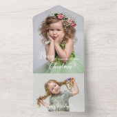 Feestelijke Aangepaste Prettig Kerst Script Foto All In One Uitnodiging (Binnen)