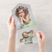 Feestelijke Aangepaste Prettig Kerst Script Foto All In One Uitnodiging (Afscheurbaar)