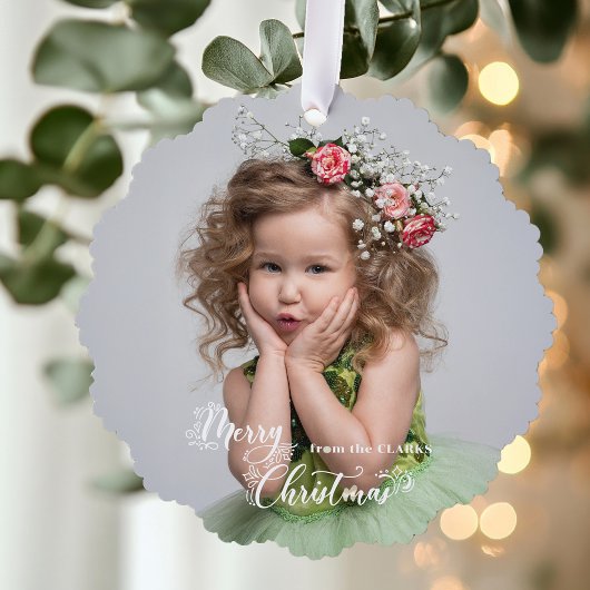 Feestelijke Aangepaste Prettig Kerstmis Script Fot Ornament Kaart