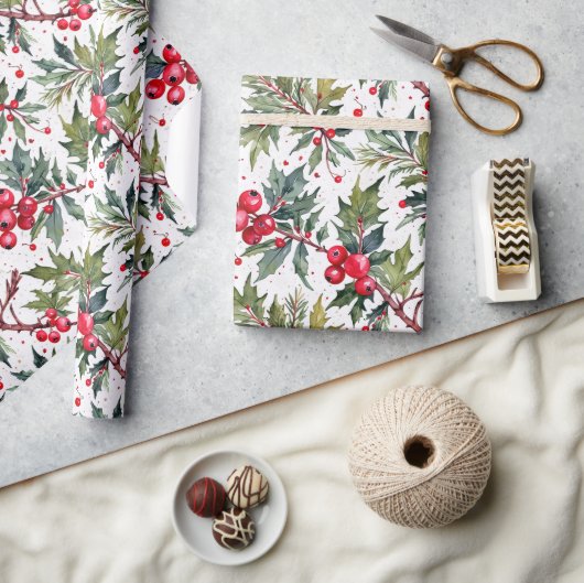 Feestelijke aankopen van Holly Botanical Cadeaupapier (Crafts)