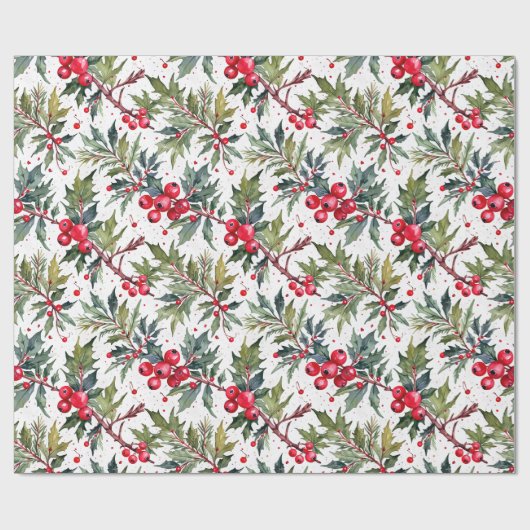 Feestelijke aankopen van Holly Botanical Cadeaupapier (Vlak)