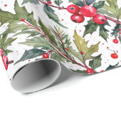 Feestelijke aankopen van Holly Botanical Cadeaupapier (Rol Hoek)