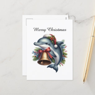 Feestelijke aanpasbare dolfijn Vrolijk Kerstfeest Feestdagenkaart