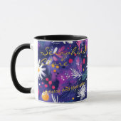 Feestelijke abstracte bloemen met kerstversiering mok (Links)