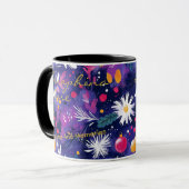 Feestelijke abstracte bloemen met kerstversiering mok (Voorkant links)