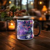 Feestelijke abstracte bloemen met kerstversiering mok