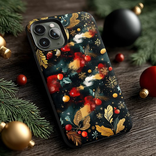 Feestelijke Abstracte Kerst Ornamente Patronen Case-Mate iPhone Case
