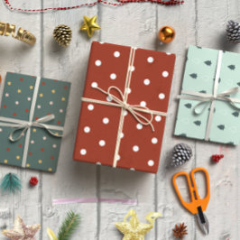 Feestelijke Abstracte kerstset van 3 Inpakpapier Vel