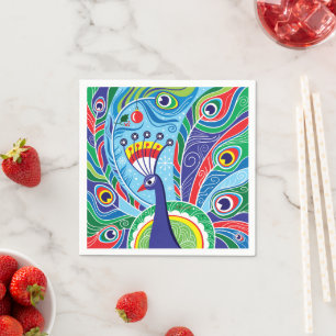 Feestelijke Abstracte Vakantie Pauw Servet