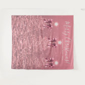 Feestelijke Achtergrond Blush Roze Kerstbomen Stri Wandkleed (Voorkant (horizontaal))