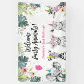Feestelijke achtergrond van Safari Girl Birthday Spandoek (Verticaal)