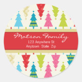 FEESTELIJKE ADRESETIKETTEN :::: patternedxmastree  Ronde Sticker (Voorkant)
