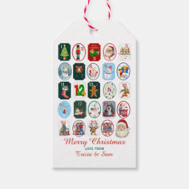 Feestelijke Advent Kalender Wit Cadeaulabel