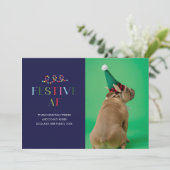 Feestelijke AF Funny Pet Photo Holiday Kaart (Staand voorkant)