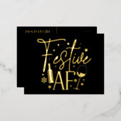 Feestelijke AF Kerstfeest Uitnodiging Zwart Goud (Voorkant / Achterkant)