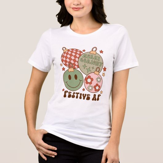 Feestelijke AF Retro-geïnspireerde Kerstversiering Tri-Blend Shirt (Voorkant)