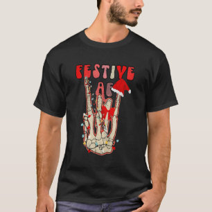Feestelijke Af Retro Kersthuis Vieringen Skelet T-shirt