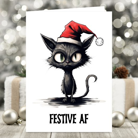 Feestelijke AF Sarcastische Kattenkerst Kaart