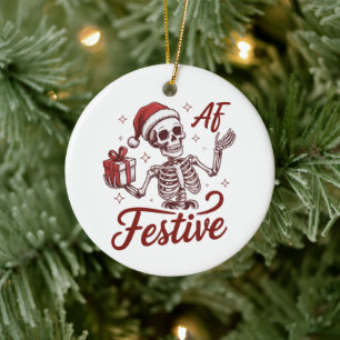 Feestelijke Af Skelet Snarky Kerst Sarcasme Keramisch Ornament