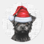 Feestelijke Affenpinscher en Woof Word Art Kerstmi Ronde Sticker (Voorkant)