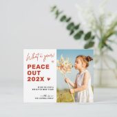 Feestelijke afscheid vrede uit 2024 kerstfoto feestdagenkaart (Staand voorkant)