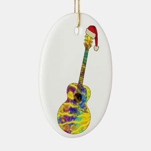 Feestelijke akoestische gitaar Grappige Funky Psyc Keramisch Ornament (Rechts)