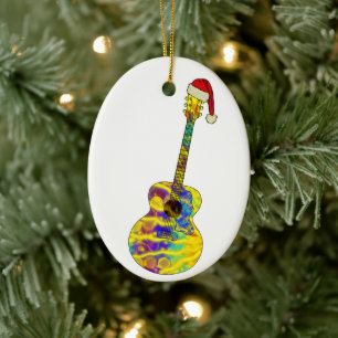 Feestelijke akoestische gitaar Grappige Funky Psyc Keramisch Ornament