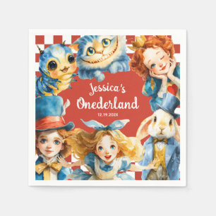 Feestelijke Alice in ONEDERLAND 1e verjaardag Thee Servet