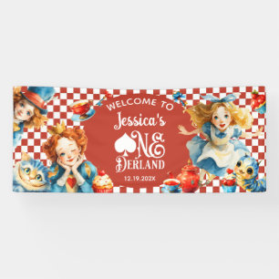 Feestelijke Alice in ONEDERLAND 1e verjaardag WELK Spandoek