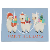 Feestelijke Alpaca's met cadeaus | Kerstmis Groot Cadeauzakje (Voorkant)