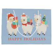 Feestelijke Alpaca's met cadeaus | Kerstmis Groot Cadeauzakje (Achterkant)