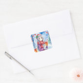 Feestelijke Anime Girl Kerstmis Vierkante Sticker (Envelop)